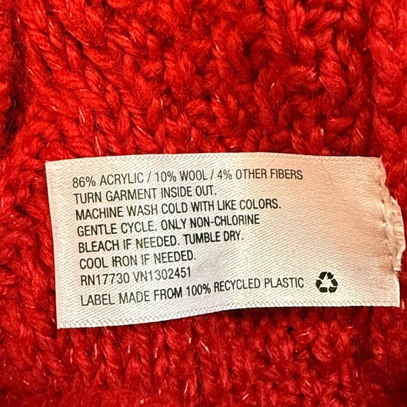 Merona Crewneck Knit Sweater Women’s XS Wool Blend Loose Fit Red Sparkle Holiday - Picture 8 of 9